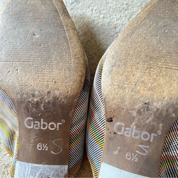 Gabor VTG Multicolour Pastel Woven Open Backed Low Block Heel Mules Shoes - Picture 7 of 13